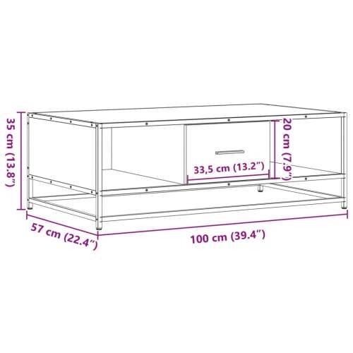 Stolić za kavu boja smeđeg hrasta 100x57x35 cm od drva i metala - Smeđi hrast 1 Cijena