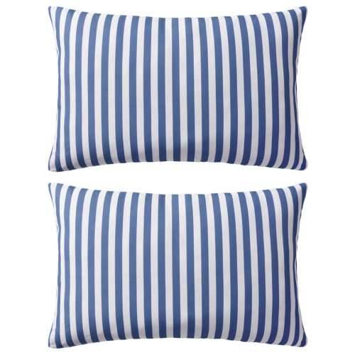 Vrtni jastuci s prugastim uzorkom 2 kom 60 x 40 cm mornarsko plavi