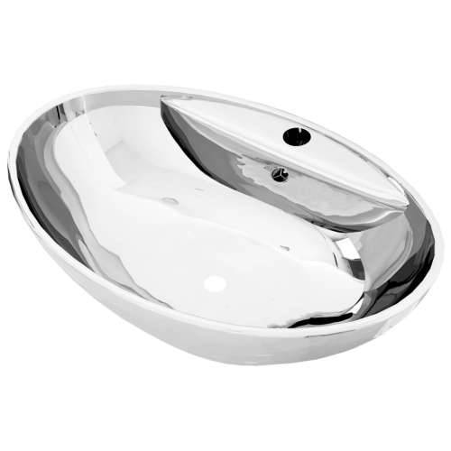 Umivaonik sa zaštitom od prelijevanja 58,5x39x21 cm keramički srebrni Cijena
