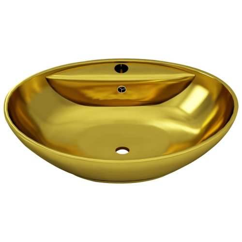 Umivaonik sa zaštitom od prelijevanja 58,5x39x21 cm keramički zlatni Cijena