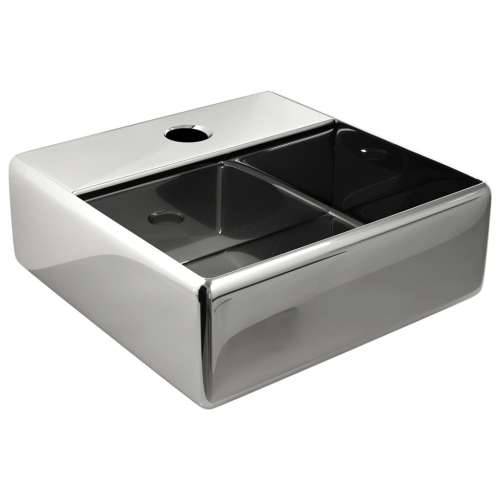 Umivaonik s otvorom za slavinu 38x30x11,5 cm keramički srebrni Cijena
