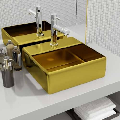 Umivaonik s otvorom za slavinu 38x30x11,5 cm keramički zlatni Cijena