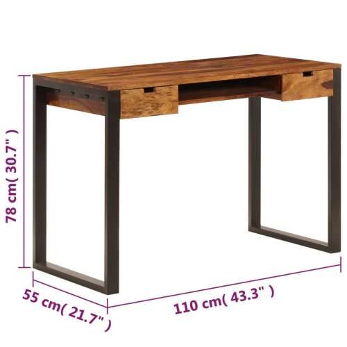 Radni stol od masivnog drva šišama i čelika 110 x 55 x 78 cm Cijena