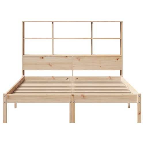 Krevet s regalom za knjige bez madraca 135x190 cm od borovine - Prirodna 135 x 190 cm Cijena