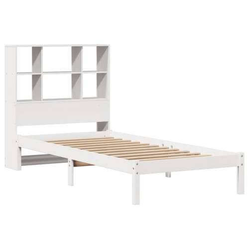 Krevet s regalom za knjige bez madraca bijeli 90x200cm borovina - Bijela 90 x 200 cm Cijena
