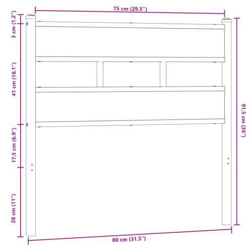 Uzglavlje smeđa boja hrasta 75 cm čelik i konstruirano drvo Smeđi hrast 75 cm 1 Cijena