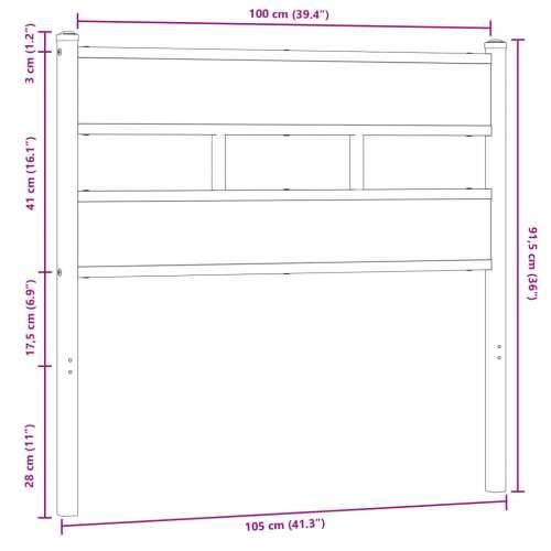 Uzglavlje smeđa boja hrasta 100 cm čelik i konstruirano drvo Smeđi hrast 100 cm 1 Cijena