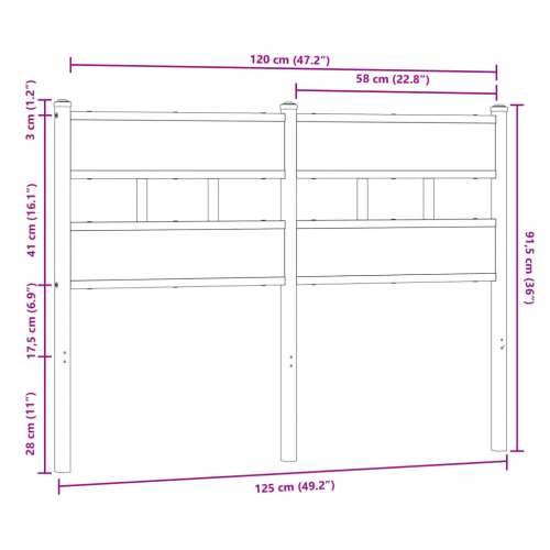 Uzglavlje smeđa boja hrasta 120 cm čelik i konstruirano drvo Smeđi hrast 120 cm 1 Cijena
