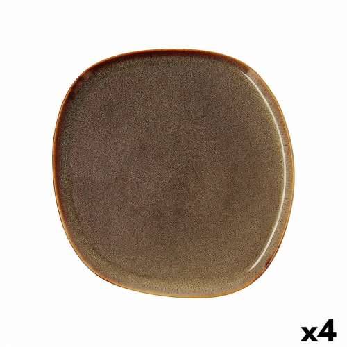 Plakans šķīvis Bidasoa Ikonic Keramika Smeđa (26,5 x 25,7 x 1,5 cm) (Pack 4x) Cijena