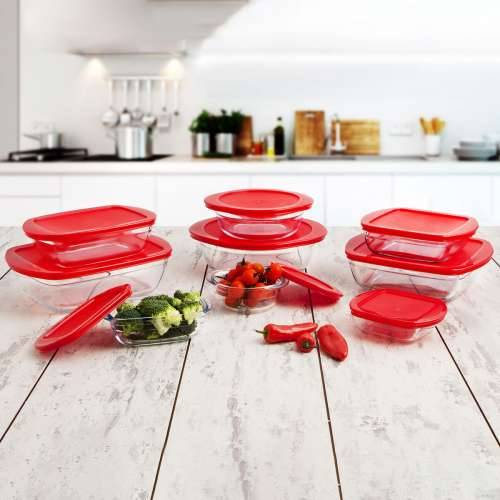 Okrugla Kutija za Ručak s Poklopcem Ô Cuisine Cook&store Ocu Crvena 2,3 L 27 x 24 x 8 cm Staklo Silikon (6 kom.) Cijena