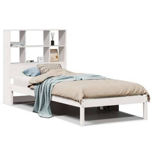 Krevet s regalom za knjige bez madraca bijeli 90x190cm borovina - Bijela 90 x 190 cm Cijena