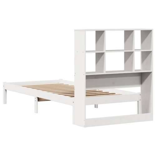Krevet s regalom za knjige bez madraca bijeli 90x190cm borovina - Bijela 90 x 190 cm Cijena