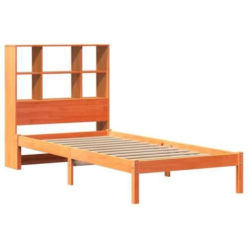 Krevet s regalom za knjige bez madraca 75 x 190 cm od borovine - Voštano smeđa 75 x 190 cm Cijena