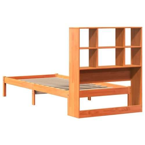 Krevet s regalom za knjige bez madraca 75 x 190 cm od borovine - Voštano smeđa 75 x 190 cm Cijena