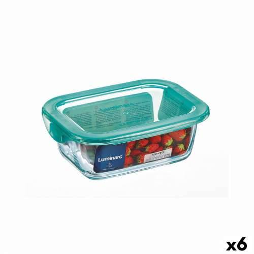 Pravokutna Kutija za Ručak s Poklopcem Luminarc Keep’n Lagon 18,5 x 13 x 6,6 cm Turkizno 1,22 L Staklo (6 kom.) Cijena