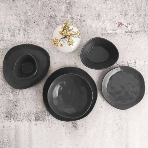 Plakans šķīvis Bidasoa Cosmos Crna Keramika 23 cm (6 kom.) Cijena