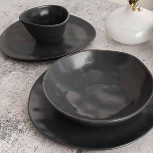 Plakans šķīvis Bidasoa Cosmos Crna Keramika 23 cm (6 kom.) Cijena
