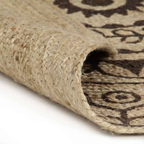Ručno rađeni tepih od jute s tamnosmeđim uzorkom 90 cm - 90 cm smeđi cvjetni uzorak Cijena