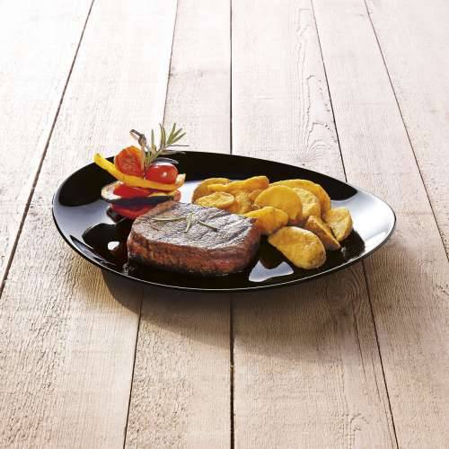 Plakans šķīvis Luminarc Friends Time Crna Staklo 30 x 26 cm Meso (12 kom.) Cijena