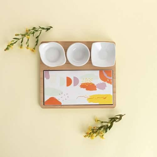 Set za posluživanje Quid Kaleido Pisana Drvo 23 x 19,5 x 3,5 cm 5 Dijelovi Cijena