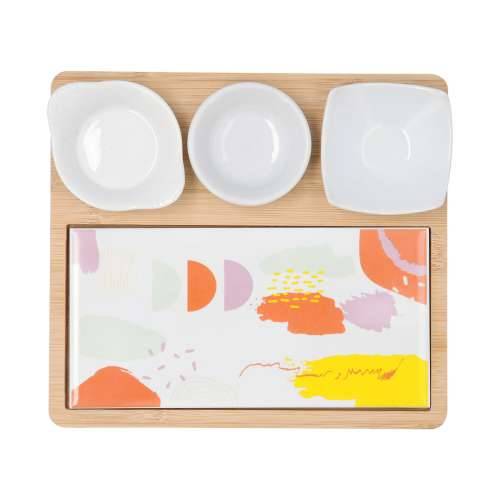 Set za posluživanje Quid Kaleido Pisana Drvo 23 x 19,5 x 3,5 cm 5 Dijelovi Cijena