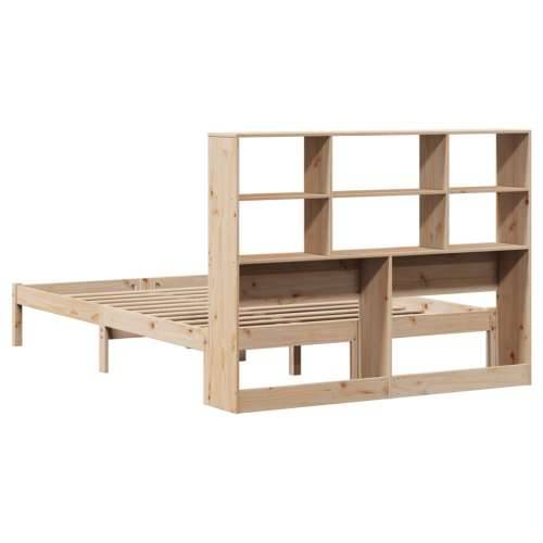 Krevet s regalom za knjige bez madraca 140x190 cm od borovine Prirodna 140 x 190 cm Cijena