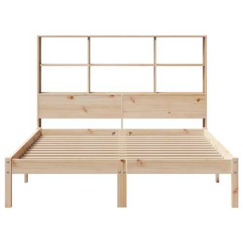 Krevet s regalom za knjige bez madraca 120x200 cm od borovine - Prirodna 120 x 200 cm Cijena