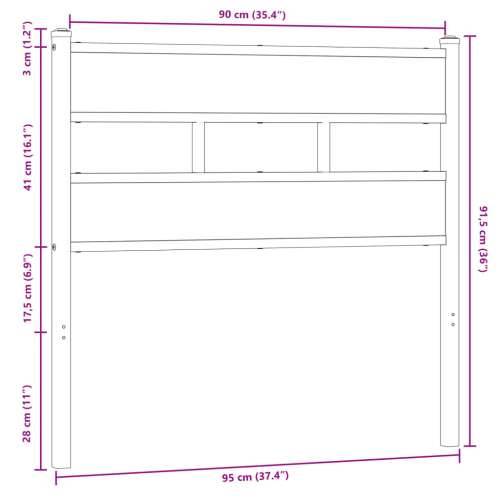 Uzglavlje smeđa boja hrasta 90 cm čelik i konstruirano drvo - Smeđi hrast 90 cm 1 Cijena