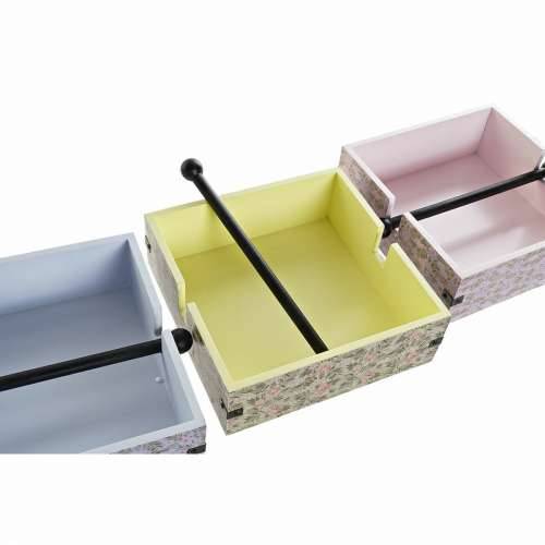 Stalak za salvete DKD Home Decor Plava Zelena Roza Metal Drvo MDF 3 Dijelovi 22 x 18 x 6 cm Cijena