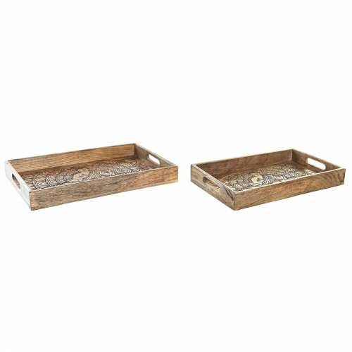 Set pladnjeva DKD Home Decor 2 kom. Smeđa Tamno smeđi Drvo Manga (2 kom.) Cijena