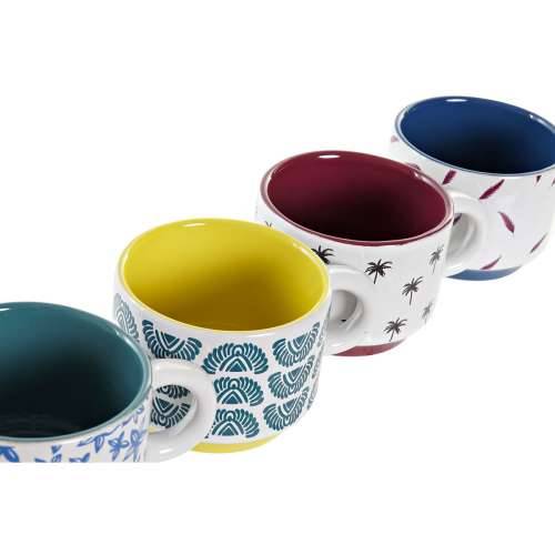Set Šalica za Kavu DKD Home Decor Rumena Plava Pisana Turkizno Granatna Metal Gres Keramika 150 ml Cijena