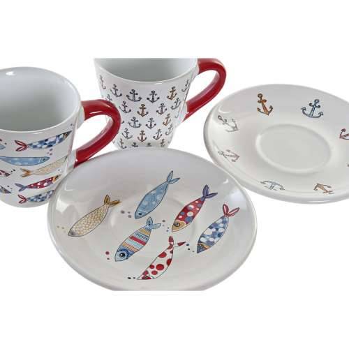 Set Šalica za Kavu DKD Home Decor Pisana Metal Gres Keramika 130 ml Cijena