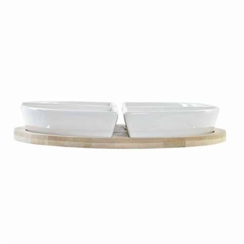 Set za Predjelo DKD Home Decor Bijela Pisana Prirodno Bambus Gres Keramika Tropsko 21,5 x 21,5 x 1 cm (5 pcs) Cijena