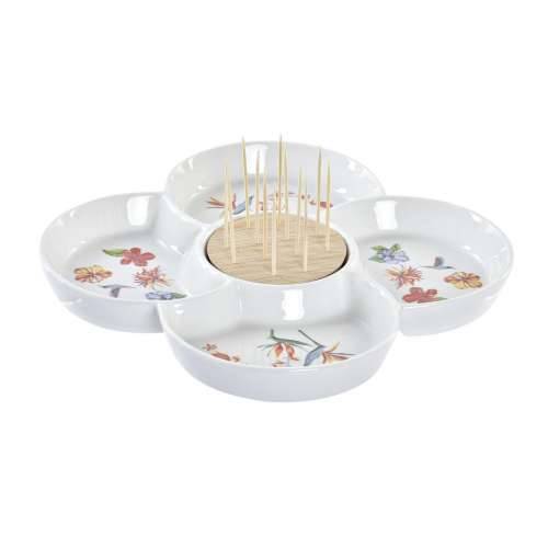 Pladanj za aperitive DKD Home Decor Pisana Prirodno Bambus Gres Keramika Tropsko 22 x 22 x 7 cm Cijena
