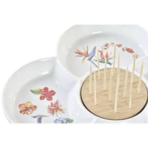 Pladanj za aperitive DKD Home Decor Pisana Prirodno Bambus Gres Keramika Tropsko 22 x 22 x 7 cm Cijena