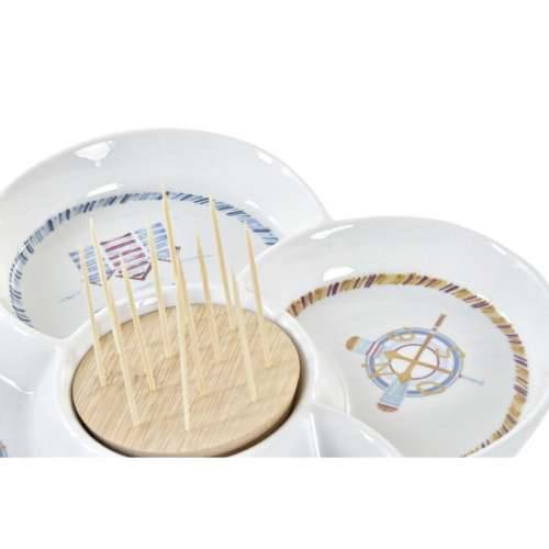 Pladanj za aperitive DKD Home Decor Plava Prirodno Bambus Gres Keramika Mediteran 25 x 25 x 10 cm Cijena