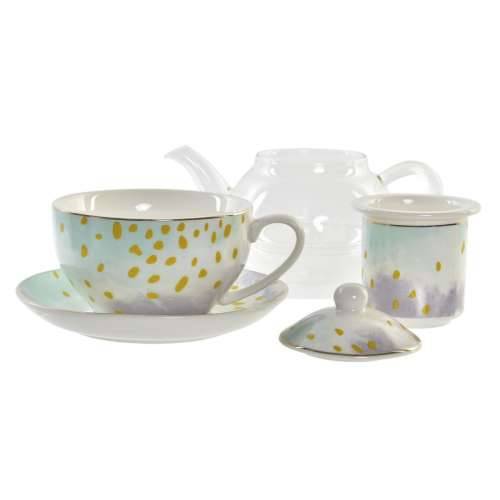 Čajnik DKD Home Decor Kristal Porculan Roza Providan Bijela Zelena (2 kom.) Cijena