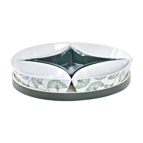 Set za Predjelo DKD Home Decor Drvo 22 x 22 x 1 cm Listovi Zelena Gres Keramika Cijena