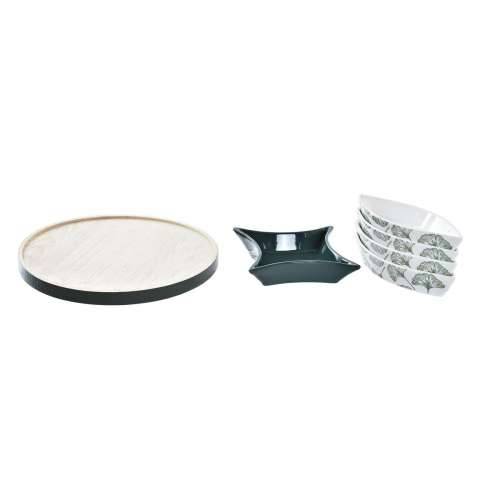 Set za Predjelo DKD Home Decor Drvo 22 x 22 x 1 cm Listovi Zelena Gres Keramika Cijena