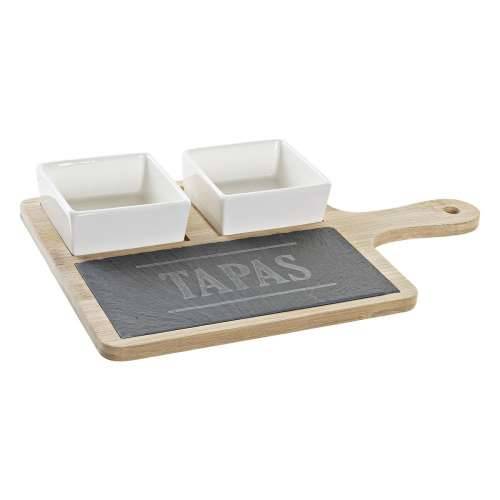 Set za Predjelo DKD Home Decor Tapas Bambus Gres Keramika Daska 3 Dijelovi 31 x 20 x 5 cm Cijena