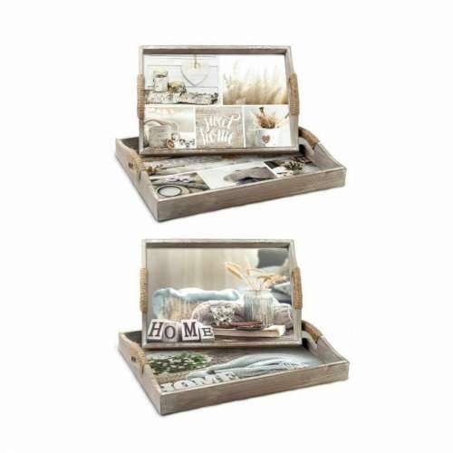Set pladnjeva DKD Home Decor Bež 40 x 30 x 6 cm Drvo MDF (2 kom.) Cijena
