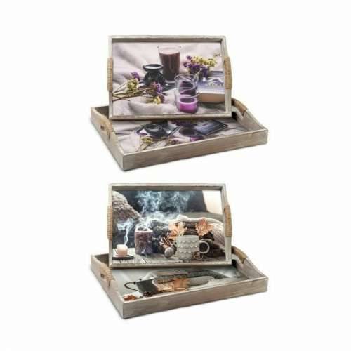 Set pladnjeva DKD Home Decor Pisana 40 x 30 x 6 cm Drvo MDF (2 kom.) Cijena