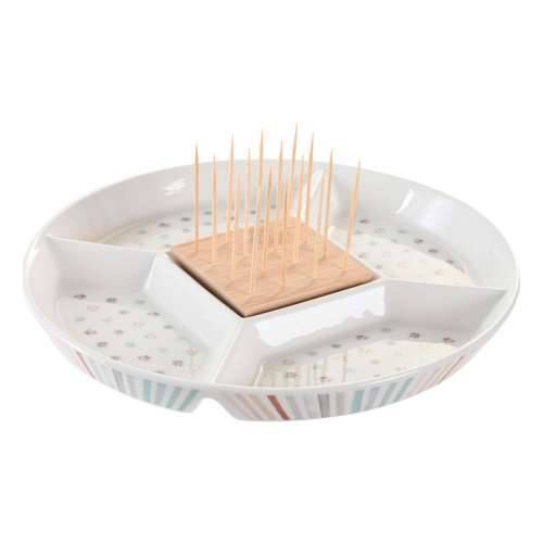 Pladanj za aperitive DKD Home Decor 23,5 x 23,5 x 3 cm Pisana Gres Keramika Cijena
