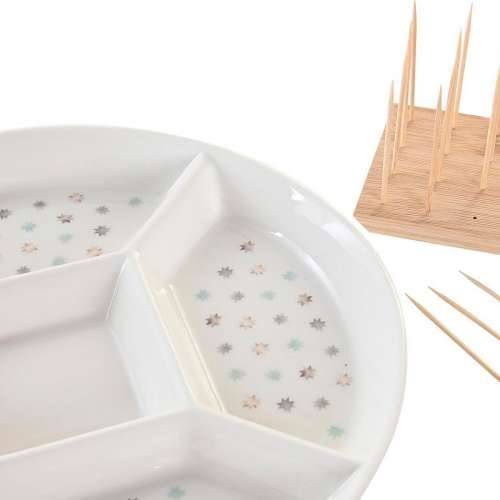 Pladanj za aperitive DKD Home Decor 23,5 x 23,5 x 3 cm Pisana Gres Keramika Cijena