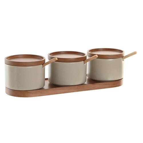 Zdjela za Šećer DKD Home Decor Smeđa Bež Kaučukovac 29 x 10 x 7 cm Cijena