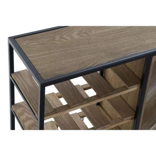 Stalak za boce DKD Home Decor 80 x 24 x 44 cm Jela Prirodno Crna Metal Smeđa Drvo MDF Cijena