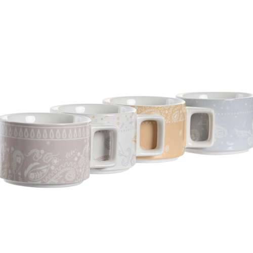 Set Šalica za Kavu DKD Home Decor Rumena Plava Bijela Crvena Metal Bambus Dolomite 260 ml Cijena