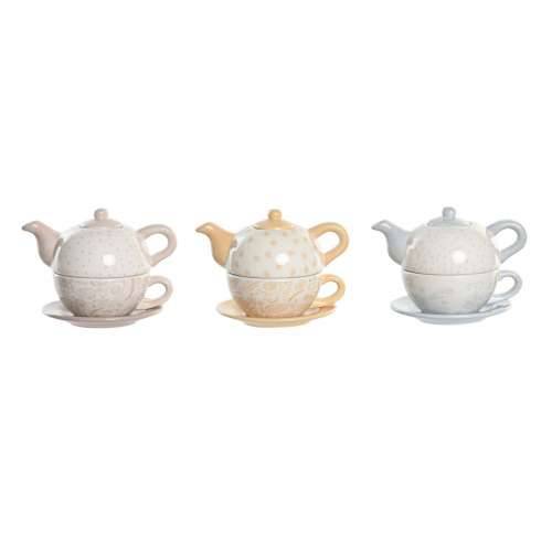 Igra ispijanje čaja DKD Home Decor Plava Roza Rumena 750 ml Dolomite (3 kom.) Cijena