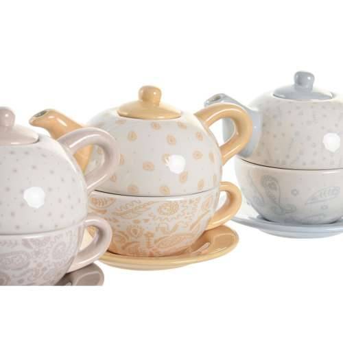 Igra ispijanje čaja DKD Home Decor Plava Roza Rumena 750 ml Dolomite (3 kom.) Cijena
