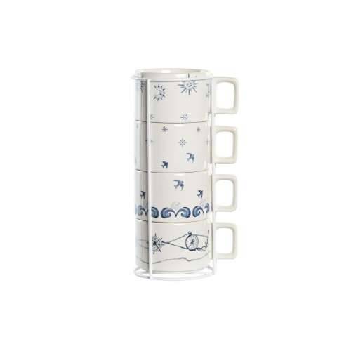 Set Šalica za Kavu DKD Home Decor Plava Bijela Metal Dolomite 260 ml Cijena
